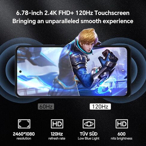 𝘽𝙡𝙖𝙘𝙠𝙫𝙞𝙚𝙬 OSCAL Unlocked Android Phones, Tiger12 Cell Phone 24GB+256GB/ SD 1TB, Helio G99, 120Hz 6.78" FHD+ Display, Android13 Unlocked Phone, 5000mAh, 64MP, 33W Fast Charge, NFC, 4G Dual SIM in Kuwait