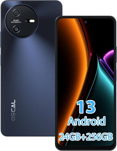 𝘽𝙡𝙖𝙘𝙠𝙫𝙞𝙚𝙬 OSCAL Unlocked Android Phones, Tiger12 Cell Phone 24GB+256GB/ SD 1TB, Helio G99, 120Hz 6.78" FHD+ Display, Android13 Unlocked Phone, 5000mAh, 64MP, 33W Fast Charge, NFC, 4G Dual SIM in Kuwait