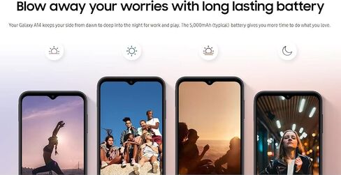 SAMSUNG Galaxy A14 (128GB, 4GB) 6.6'', Android 13, 5000mAh Battery, 50MP Triple Camera, Dual SIM 4G Volte GSM Unlocked International Model A145M/DS (w/ 256GB SD, Green) in Saudi Arabia