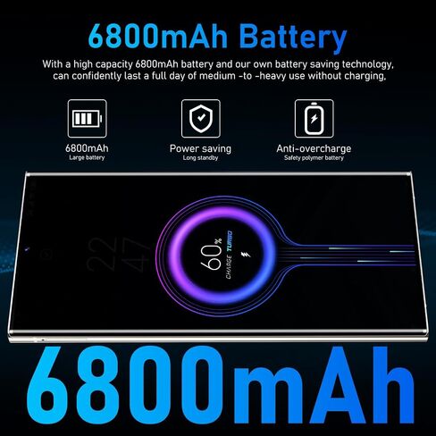 I23 Ultra Unlocked Cell Phone,Smartphone Long Battery Life 6.82" HD Screen Unlocked Phones,Android13 6+256GB with 128G Memory Card,Fingerprint Lock/Face ID/GPS (Purple) in Saudi Arabia
