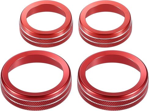 4 Pcs Car Interior Air Conditioner AC Audio Volume Tune Switch Knob Ring Cover Compatible for Ford F150 2021-2023, Nonslip Aluminum Alloy Silver Tone in Saudi Arabia