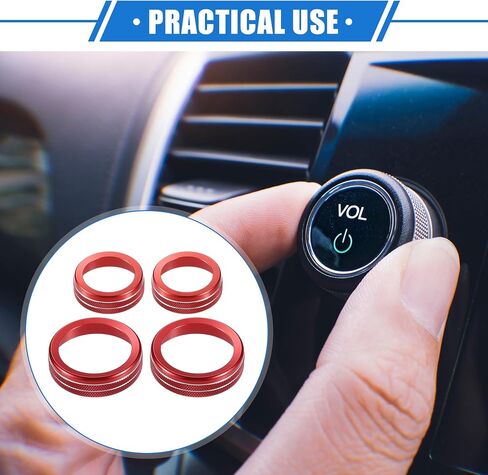 4 Pcs Car Interior Air Conditioner AC Audio Volume Tune Switch Knob Ring Cover Compatible for Ford F150 2021-2023, Nonslip Aluminum Alloy Silver Tone in Saudi Arabia