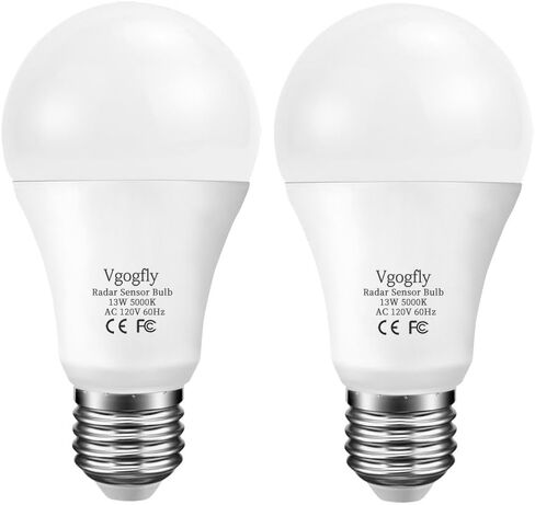 Vgogfly Radar Motion Sensor Light Bulbs A19 100W Equivalent 120V 13W Motion Detector Auto Activated Dusk to Dawn Security Outdoor Porch Lights LED Bulb Daylight 5000K E26 (1 Pack) in Saudi Arabia