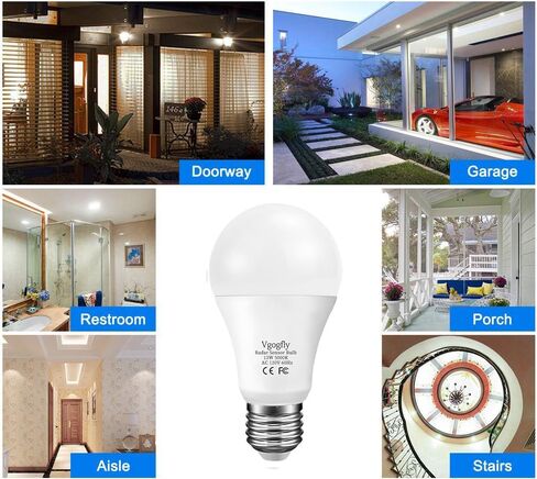 Vgogfly Radar Motion Sensor Light Bulbs A19 100W Equivalent 120V 13W Motion Detector Auto Activated Dusk to Dawn Security Outdoor Porch Lights LED Bulb Daylight 5000K E26 (1 Pack) in Saudi Arabia