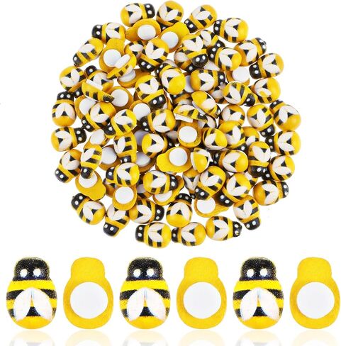 100 PCS Mini Resin Animals Self-Adhesive Tiny Wooden Bumble Bees for Crafts, Bee Decor Painted Flatback Craft Bees for Scrapbooking Baby Birthday Party Decoration Embellishments DIY in Saudi Arabia