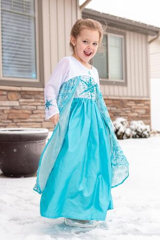 Little Adventures Ice & Alpine Princess Dress up Costume Set - Machine Washable Girls Child Pretend Play with No Shed Glitter (Size Large Age 5-7) in Kuwait