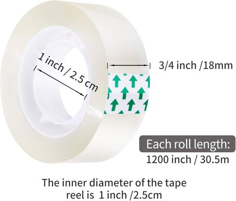 شريط شفاف شريط شفاف 3/4 بوصة بكرة إعادة تعبئة الشريط للمكتب والمنزل والمدرسة (32 لفة) in Kuwait