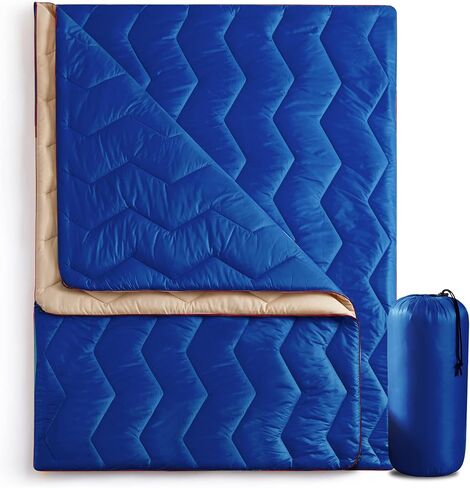 UNIKOME Waterproof Puffy Camping Blanket - Lightweight Packable Outdoor Quilt with Corner Loops, Warm Compact Blanket for Cold Weather Hiking Picnic Stadium Travel, 75"×52", Orange in Saudi Arabia