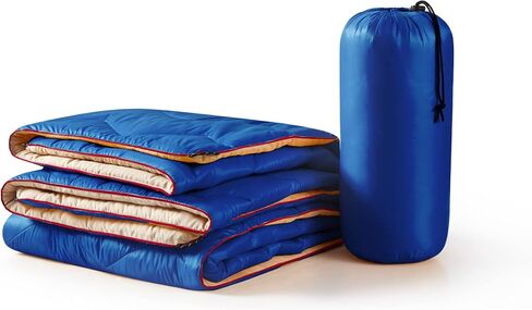 UNIKOME Waterproof Puffy Camping Blanket - Lightweight Packable Outdoor Quilt with Corner Loops, Warm Compact Blanket for Cold Weather Hiking Picnic Stadium Travel, 75"×52", Orange in Saudi Arabia