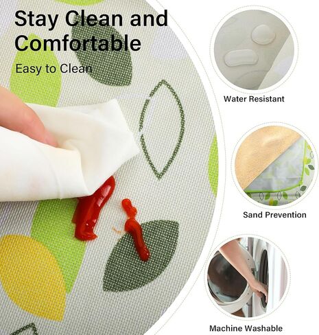 YU FENG بطانيات تخييم قابلة للطي مصنوعة من القماش القطني الأخضر مقاومة للماء ومقاومة للرمل في الهواء الطلق للشاطئ وحقيبة يد خفيفة الوزن بطانية نزهة للربيع والصيف (60 × 80 بوصة) in Kuwait