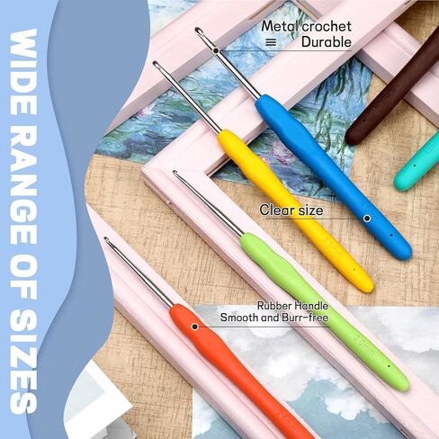 QMNNMA 6 Sizes Crochet Hooks,Ergonomic Arthritis Handle,6mm-10mm Large Size Soft Handle Crochet Hooks and Plastic Big Eye Needle and Other Accessories for Knitting Sweaters, Scarves and Hats in Saudi Arabia