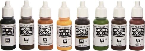 Vallejo Waffen-SS Camouflage Set, 17ml, Black/Brown/Green/Orange, 0.05 Fl Oz (Pack of 8) in Saudi Arabia