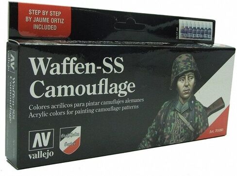 Vallejo Waffen-SS Camouflage Set, 17ml, Black/Brown/Green/Orange, 0.05 Fl Oz (Pack of 8) in Saudi Arabia