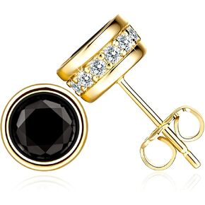 TAKUGI 14K أقراط ذهبية مرصعة للنساء، أقراط زركونيا مكعبة رائعة، أقراط مرصعة بالألماس الذهبي الأنيق، أقراط ذهبية من الألماس الأبيض/الأسود مجوهرات للنساء، عيد الميلاد والذكرى السنوية لعيد الحب وهدايا عيد الأم للنساء