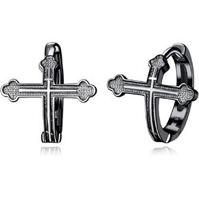 Sterling Silver Cross Earrings for Men Small Huggie Hoop Earrings Huggie Hoop Earrings for Women Cartilage Hoop Earring