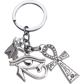 KESYOO Ancient Egypt Symbol Keychains Egyptian Ankh Cross Charm Pendant Ornaments eye of horus keychain Egyptian Anubis Gift for Car Key Bag Decor