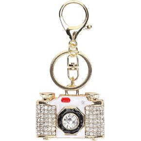 ZPSHYD 1PC Camera‑Shaped Keychain, 3D Camera Lobster Clasp Charm Key Ring with Rhinestone Decoration Metal Key Chain Simple Stylish Sparkling Charm Jewelry Wallet Pendant Accessory Gift