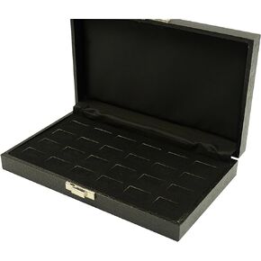 Black Leather Wrapped Jewelry Ring Display Tray ~ Holds 24 Jewelry Rings