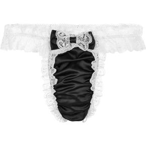 Satini Men's Satin Frilly Sissy Thong Tanga Knickers Briefs Panties