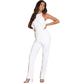 KOH KOH Womens Sleeveless Halter Neck Cocktail Long Leg One Piece Jumpsuit