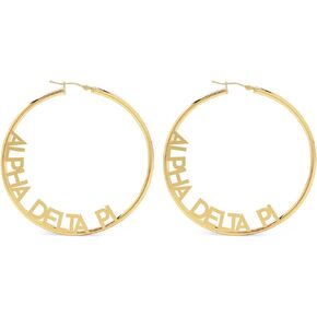 Sorority Shop Alpha Delta Pi- Hoop 18K Gold Plated Dainty Earrings for Women - Alpha Delta Pi Jewelry with Ideal 2" Diameter Hoops - Alpha Delta Pi Gifts