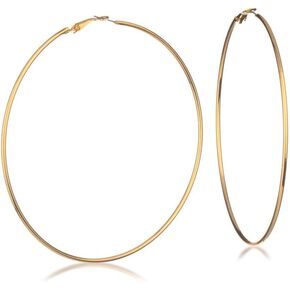 GUESS Extra Large Goldtone Clutchless Hoop Earrings