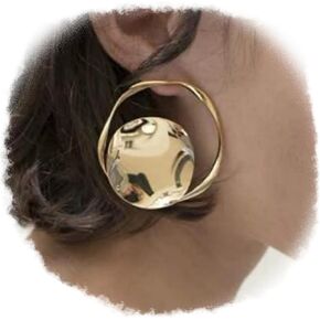 Doubnine Gold Statement Hoop Earrings Studs Metallic Minimalist Fashion Jewelry for Women
