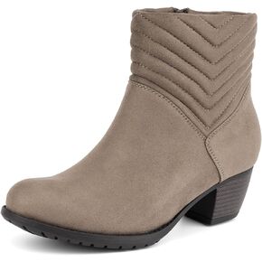 VJH confort Women's Ankle Boots, Round Toe Low heel Comfort Dress Booties with Zipper