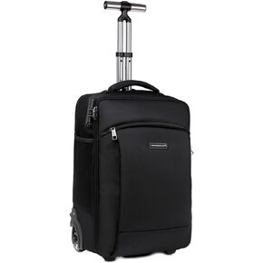 Rolling Backpack,17.3 Inch Wheeled Laptop Backpack Travel Backpack with Wheels Waterproof Carry on Backpack Business Wheeled Backpack with Anti-theft Roller Laptop Backpack for Men Women Adults Black in Kuwait