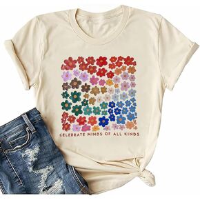 Binlanhanat التوعية بالتوحد التي شيرت المرأة التنوع العصبي قمصان التوحد دعم قميص التعليم الخاص ملهمة المحملة in Kuwait