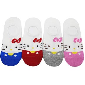 JJMax Women's Hello Kitty Cute Cotton Blend Ankle Socks Set (Color Toe Boat Socks)