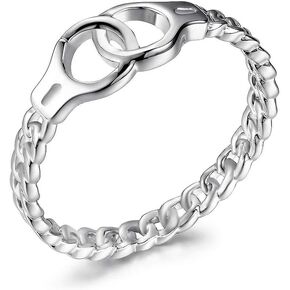 COLORFUL BLING 14K Gold Plated Handcuffs Chain Link Ring Simple Dainty Stacking Band Gold Rings Minimalist Statement Ring Jewelry for Women Girls