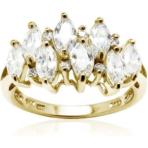 Hoops & Loops Sterling Silver Cubic Zirconia Marquise-cut Crown Cluster Ring, Sizes 6 7 8 9