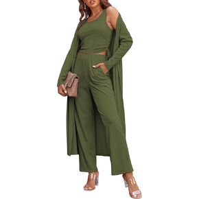 Ekouaer Women's 3 Piece Knit Lounge Set Sweatsuit S-XXL