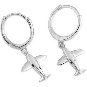 Cute Airplane Dangle Small Hoop Earrings for Women Girls 925 Sterling Silver with Charms Hypoallergenic Aircraft Plane Drop Huggie Hoops Cartilage Dainty Airline Jewelry Gifts Souvenir