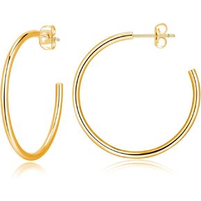 14K الذهب هوب الأقراط للنساء الفضة هيبوالرجينيك 30mm الأطواق المفتوحة التيتانيوم الأقراط للآذان الحساسة رقيقة هوب الأقراط خفيفة الوزن النيكل الحرة in Kuwait