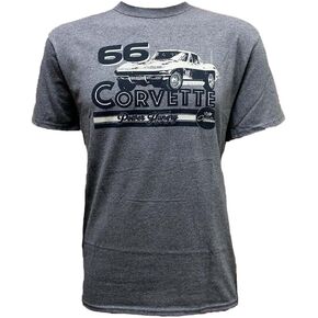 Apparel Men's Retro Graphic T-Shirt, 1966 Corvette Stingray Power Hungry - Gift for Vintage Sports Car Lovers