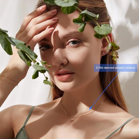 Carleen Valentines Day Gifts Solid 18K Gold Solitaire Bezel Setting 0.1cttw Diamond Dainty Delicate Pendant Neckace for Women Girls, 16+2" Solid 18K Gold Chain (Diamond F-G Color SI1 Clarity) in Kuwait