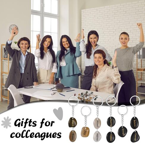 Yinkin Bulk 24 Pcs Christmas Inspirational Keychains River Stone Key Rings Engraved Inspirational Keychains Stone Key Chains for Christmas Office Classroom Gift Party Favor Food Bank Supply in Saudi Arabia