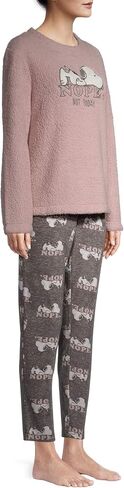 Women's Snoopy Nope Not Today Plush Sherpa Long Sleeve Pajama Set in Saudi Arabia
