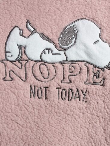 Women's Snoopy Nope Not Today Plush Sherpa Long Sleeve Pajama Set in Saudi Arabia