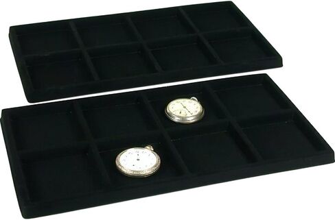 FindingKing 2 Black 8 Slot Pocket Watch Jewelry Display Case Tray Inserts in Saudi Arabia