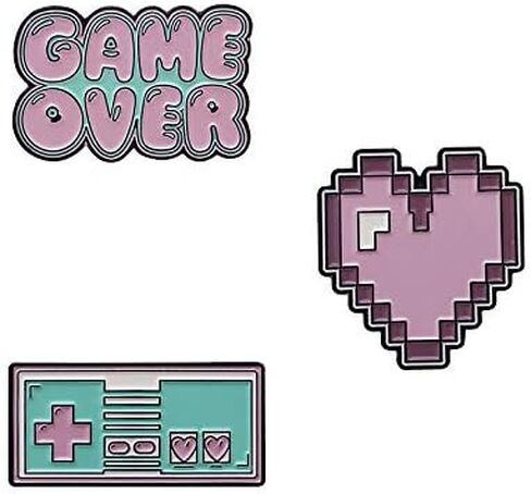 ROFARSO 3Pieces Pink Tone Pin Sets with Game Player Enamel Brooch Pins for Gift Lapel Pins Accessory for Backpacks Badges Hats Bags Lanyard, Zinc, enamel in Kuwait