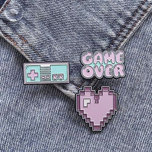 ROFARSO 3Pieces Pink Tone Pin Sets with Game Player Enamel Brooch Pins for Gift Lapel Pins Accessory for Backpacks Badges Hats Bags Lanyard, Zinc, enamel in Kuwait