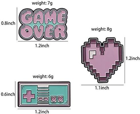 ROFARSO 3Pieces Pink Tone Pin Sets with Game Player Enamel Brooch Pins for Gift Lapel Pins Accessory for Backpacks Badges Hats Bags Lanyard, Zinc, enamel in Kuwait