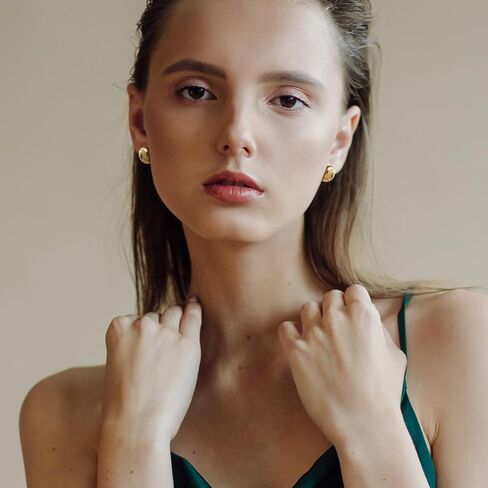 SUPRAONE Chunky Gold Dome Huggie Earrings Open Hoop Earrings for women Girls Small | Large | Gold | Silver Lightweight Cuff Earrings in Kuwait