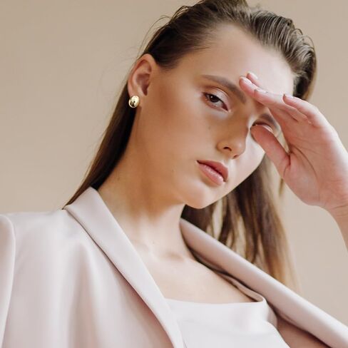 SUPRAONE Chunky Gold Dome Huggie Earrings Open Hoop Earrings for women Girls Small | Large | Gold | Silver Lightweight Cuff Earrings in Kuwait