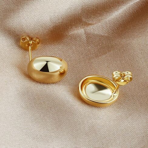 SUPRAONE Chunky Gold Dome Huggie Earrings Open Hoop Earrings for women Girls Small | Large | Gold | Silver Lightweight Cuff Earrings in Kuwait