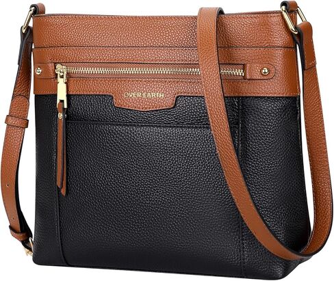 محفظة كروس من الجلد الطبيعي للنساء من Over Earth، حقيبة يد بحزام كتف قابل للتعديل in Kuwait