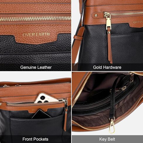 محفظة كروس من الجلد الطبيعي للنساء من Over Earth، حقيبة يد بحزام كتف قابل للتعديل in Kuwait